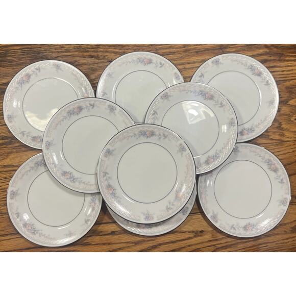 Noritake Bridal Waltz Bread Plates SET Of 9 VTG 6.25" 4109 Pink Blue Floral EXC! - Picture 1 of 14